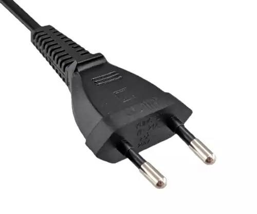 Euroconector tipo C a C7 fondo 90°, 0,75mm², VDE, negro, longitud 2,00m